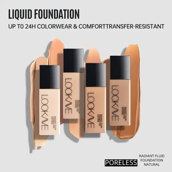 LOOKAVE Liquid Foundation Long Lasting Full Coverage Matte Cream CC Foundation Natural Liquid Base Moisturizer